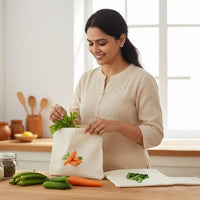 Cotton Reusable Vegetable Bags for Fridge