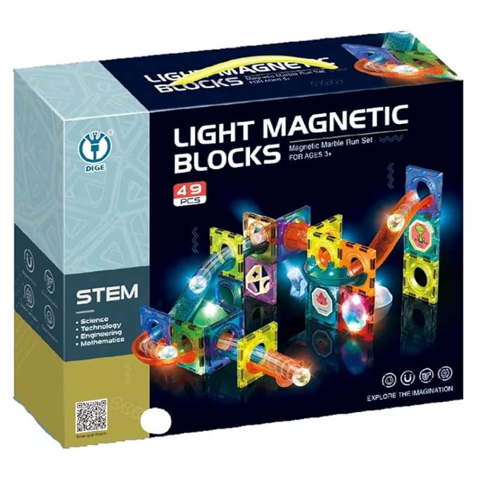 Light Magnetic Tiles- Building Blocks for Kids 3D