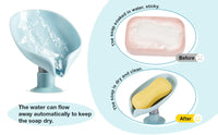 Leaf Shaped Self-Draining Soap Holder with Suction Cup
