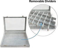Jewelry Organizer Tray with Clear Lid 24 Grid Velvet Drawer
