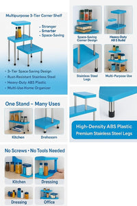 3 Tier Adjustable Stand For Office/Cabinet & Bathroom