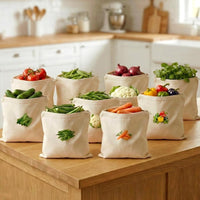 Cotton Reusable Vegetable Bags for Fridge